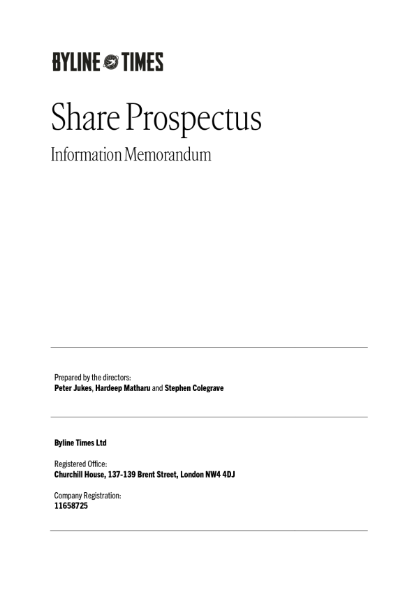 Share Offer: Own a Part of Byline Times Ltd.