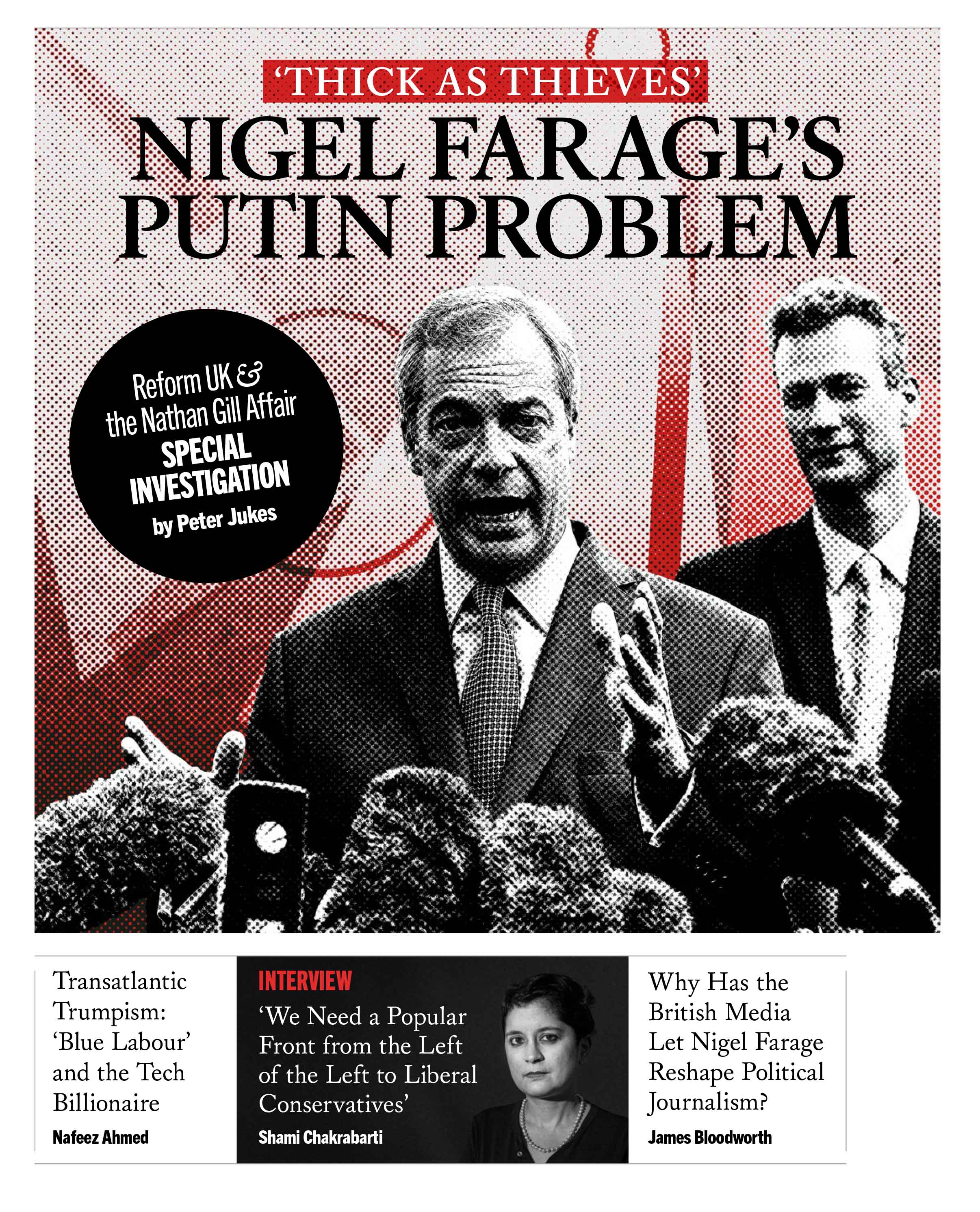 cover of Edition 79. The featured story explores the connections between Reform's Nigel Farage, Nathan Gill, and Russia