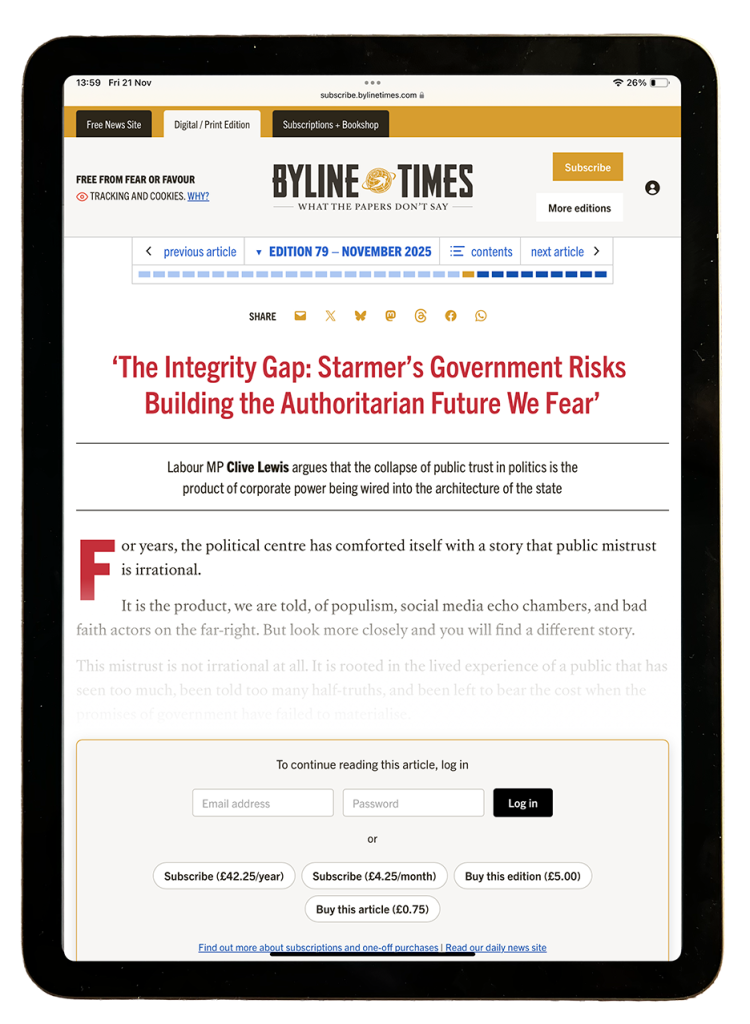 a digital edition article showing the new paywall